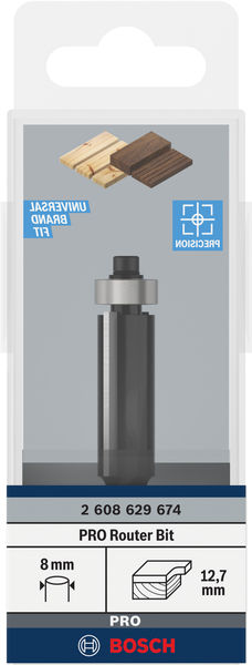 BOSCH PRO Bündigfräser mit untenliegendem Führungskugellager, Ø12,7 xL40, Schaft 8 mm BOSCH PRO Bündigfräser mit untenliegendem Führungskugellager, Ø12,7 xL40, Schaft 8 mm