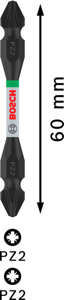 BOSCH PRO Impact Schrauberbit mit Doppelklingen u. Pick and Click-Einsätzen, PZ2, 65mm