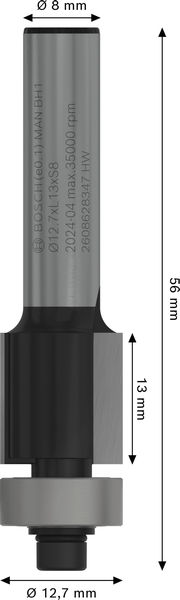 BOSCH PRO Bündigfräser mit untenlieg. Führungskugellager, Ø 12,7 x L 13, Schaft 8 mm