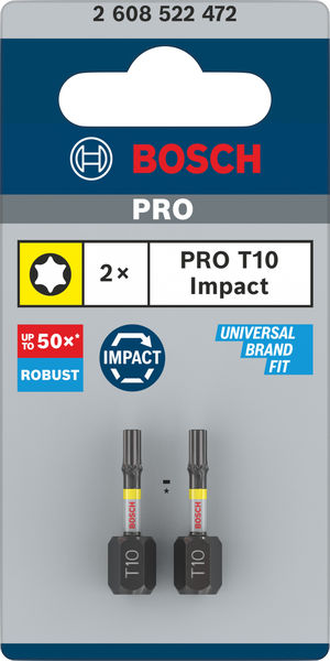 BOSCH PRO Torx Impact Bit, T10, 25 mm, 2-tlg. BOSCH PRO Torx Impact Bit, T10, 25 mm, 2-tlg.