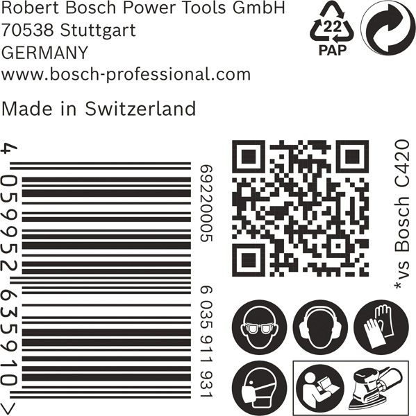 BOSCH EXPERT C470 Schleifblatt, 100x150mm, K60, 7 Löcher, 50-tlg.