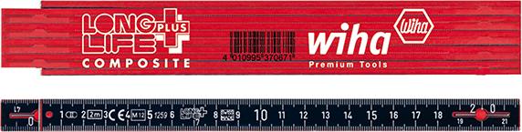 WIHA Gliedermaßstab Kunststoff2mx14mm rot/schwarz Longlife Plus Composite Wiha WIHA Gliedermaßstab Kunststoff2mx14mm rot/schwarz Longlife Plus Composite Wiha