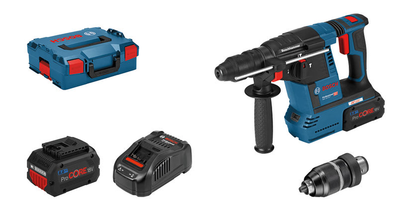 BOSCH Akku-Bohrhammer GBH 18V-26 F mit SDS plus, 2 x ProCORE 18V 8,0 Ah