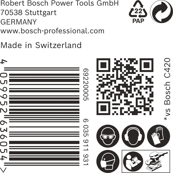 BOSCH EXPERT C470 Schleifblatt, 115x107mm, K60, 6 Löcher, 50-tlg.