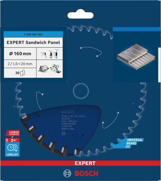 BOSCH EXPERT Sandwich Panel Kreissägeblatt, 160x2/1,6x20 mm, Z30 BOSCH EXPERT Sandwich Panel Kreissägeblatt, 160x2/1,6x20 mm, Z30