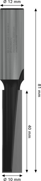 BOSCH PRO Nutfräser, zweischneidig, Ø 10 x L 40, Schaft 12 mm BOSCH PRO Nutfräser, zweischneidig, Ø 10 x L 40, Schaft 12 mm