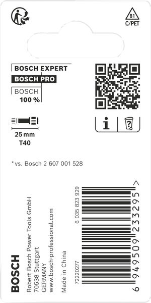 BOSCH PRO Torx Impact Bit, T40, 25 mm, 2-tlg.
