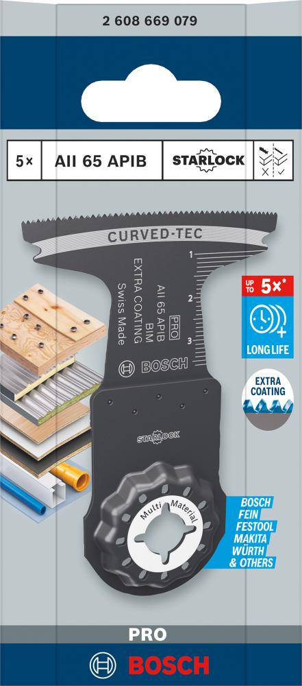 BOSCH PRO AII 65 APIB Blatt für Multifunktionswerkzeuge, 65 x 40 mm, 5-tlg.