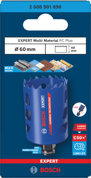 BOSCH EXPERT Multi Material Power Change Plus-Lochsäge, 60 x 60 mm BOSCH EXPERT Multi Material Power Change Plus-Lochsäge, 60 x 60 mm