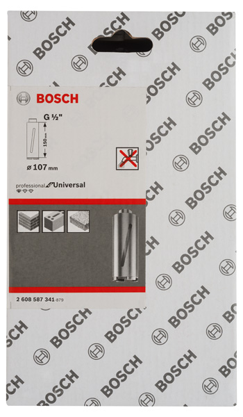 BOSCH Diamanttrockenbohrkrone G 1/2-Zoll, Standard for Universal, 107mm, 150mm, 6, 7mm