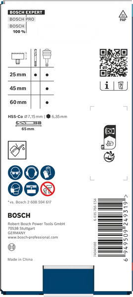 BOSCH EXPERT Power Change Plus Aufnahme m. Vorb., HEX Sch. 8,7mm, HSS-Co, 7,15x25x65mm