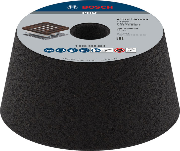 BOSCH PRO Metal Konischer Schleiftopf, 90 x 110 x 55 mm, K60