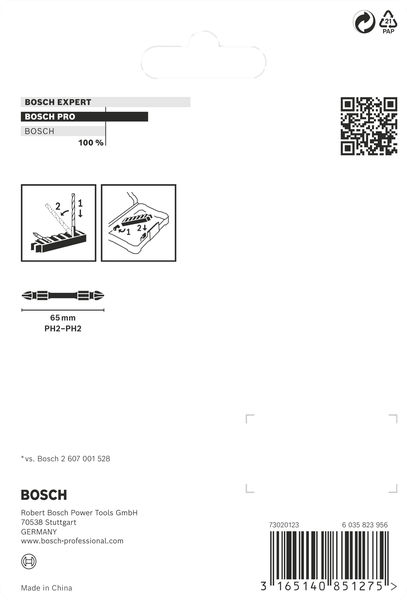 BOSCH PRO Impact Schrauberbit mit Doppelklingen und Pick and Click, PH2, 65 mm, 8-tlg. BOSCH PRO Impact Schrauberbit mit Doppelklingen und Pick and Click, PH2, 65 mm, 8-tlg.