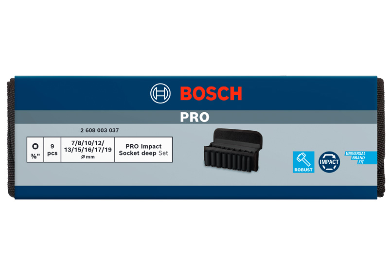 BOSCH PRO Impact Steckschlüsselsatz Set, 3/8", tief, 9-tlg.