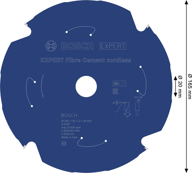 BOSCH EXPERT Fiber Cement Kreissägeblatt, 165x20 mm, Z4
