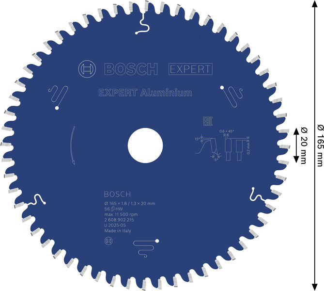 BOSCH EXPERT Aluminium Kreissägeblatt, 165x20 mm, Z56