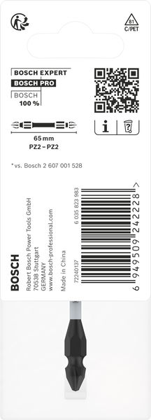 BOSCH PRO Impact Schrauberbit mit Doppelklingen u. Pick and Click-Einsätzen, PZ2, 65mm