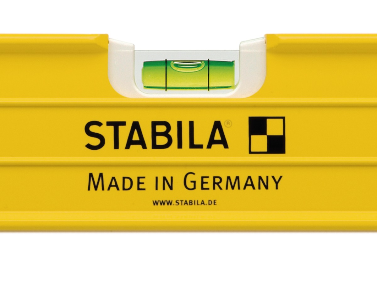 STABILA Magnet-Wasserwaage Type 96-2 M, 200 cm, extrasteifes Alu-Profil, extrastarke Seltenerd-Magnete, 1 Horizontal-/2 Vertikal-Libellen, stoßdämpfende Endkappen, Rutsch-Stopper, Made in Germany