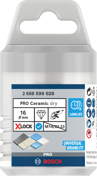 BOSCH PRO Ceramic dry Trockenbohrkrone, 16 x 30 mm, X-Lock