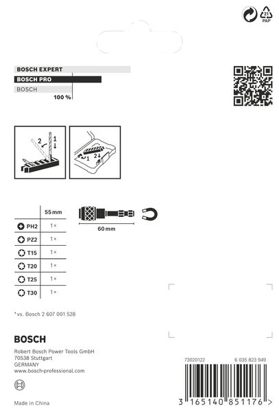 BOSCH PRO Impact Set mit Quick Change-Bithalter und Pick and Click-Einsätzen, 8-tlg.