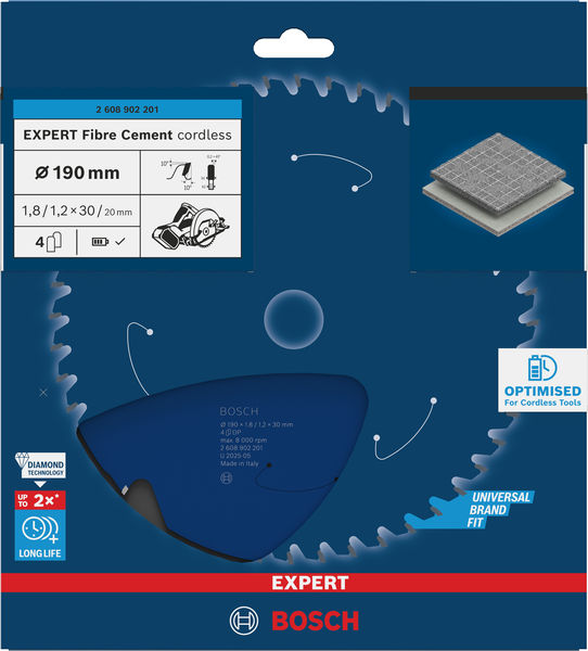 BOSCH EXPERT Fiber Cement Kreissägeblatt, 190x1,8x30 mm, Z4 BOSCH EXPERT Fiber Cement Kreissägeblatt, 190x1,8x30 mm, Z4