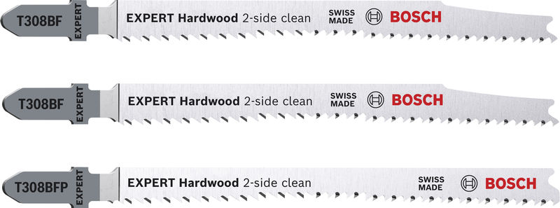 BOSCH EXPERT Hardwood 2-side clean Stichsägeblatt-Set, 3-tlg., (2xT308BF, 1xT308BFP)