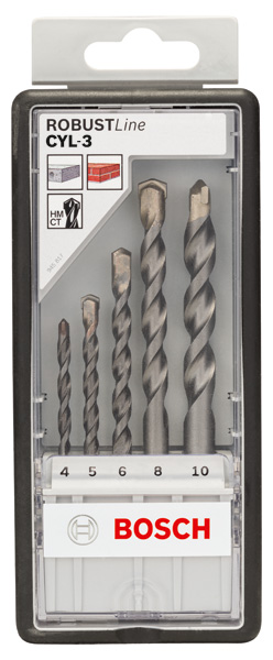 BOSCH 5-tlg. CYL-3 Betonbohrer-Set, Robust Line, 4-10 mm BOSCH 5-tlg. CYL-3 Betonbohrer-Set, Robust Line, 4-10 mm