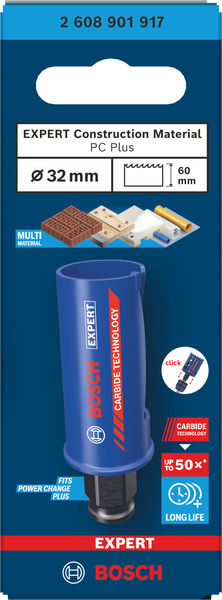 BOSCH EXPERT Construction Material Power Change Plus Lochsäge, 32 x 60 mm BOSCH EXPERT Construction Material Power Change Plus Lochsäge, 32 x 60 mm