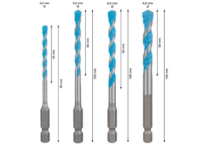 BOSCH EXPERT HEX-9 Multi Construction Bohrer-Set, 4x90/5x100/6x100/8x100 mm, 5-tlg. BOSCH EXPERT HEX-9 Multi Construction Bohrer-Set, 4x90/5x100/6x100/8x100 mm, 5-tlg.