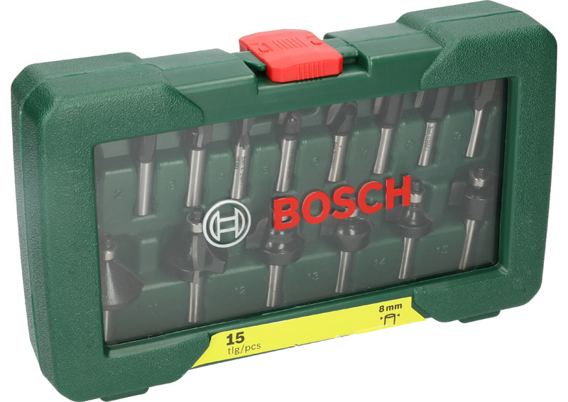 BOSCH 15-teiliges HM-Fräser-Set (8 mm Schaft)