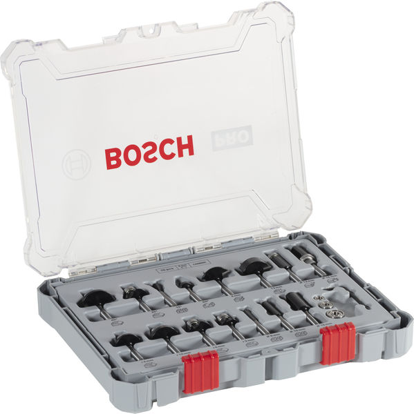 BOSCH PRO Nutfräser-Set, gemischt, Schaft 6 mm, 15-tlg BOSCH PRO Nutfräser-Set, gemischt, Schaft 6 mm, 15-tlg