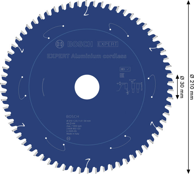 BOSCH EXPERT Aluminium Kreissägeblatt, 210x30 mm, Z66