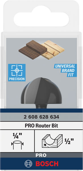 BOSCH PRO Hohlkehlfräser, R 1/2", Schaft 1/4" BOSCH PRO Hohlkehlfräser, R 1/2", Schaft 1/4"
