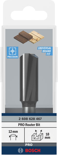 BOSCH PRO Nutfräser, zweischneidig, Ø 18 x L 40, Schaft 12 mm