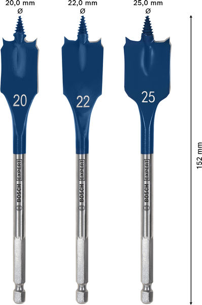 BOSCH EXPERT Self Cut Speed Flachfräsbohrer-Set, 20/22/25 mm, 3-tlg. BOSCH EXPERT Self Cut Speed Flachfräsbohrer-Set, 20/22/25 mm, 3-tlg.
