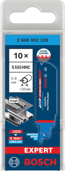 BOSCH EXPERT Medium-Thick Tough Metal S555HHC Säbelsägeblatt, 10-tlg.