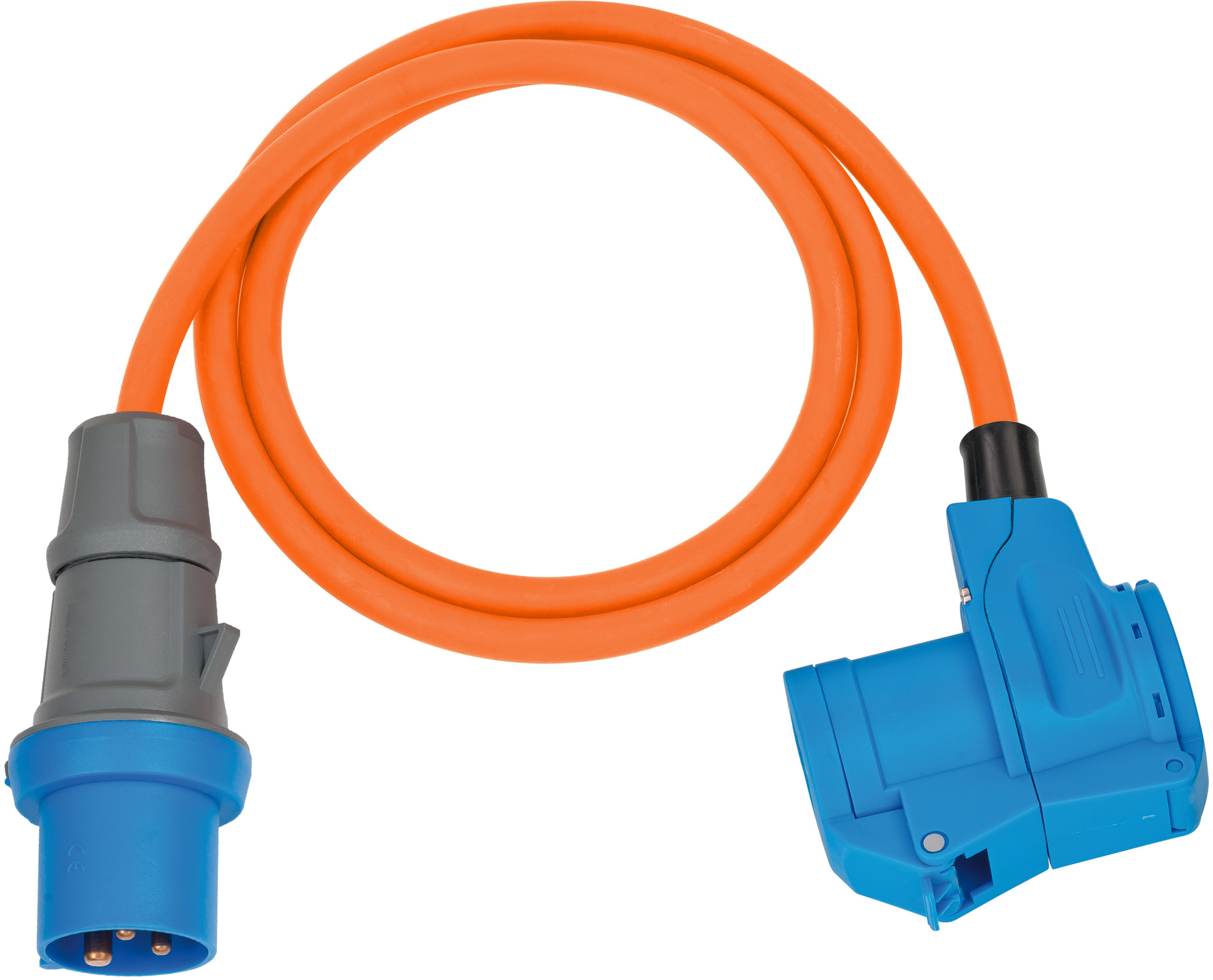 BRENNENSTUHL Brennenstuhl Camping CEE-Adapterleitung mit CEE-Stecker und Winkelkupplung inkl. Schutzkontakt-Kombisteckdose (1,5m Kabel in orange, 230V/16A, Einsatz im Außenbereich, Made in Germany)