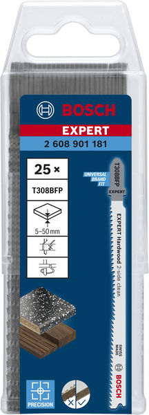 BOSCH EXPERT Hardwood 2-side clean T308BFP Stichsägeblatt, 25-tlg. BOSCH EXPERT Hardwood 2-side clean T308BFP Stichsägeblatt, 25-tlg.