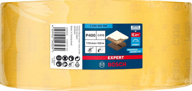 BOSCH EXPERT C470 Schleifrolle, 115mmx50m, K400, keine Löcher