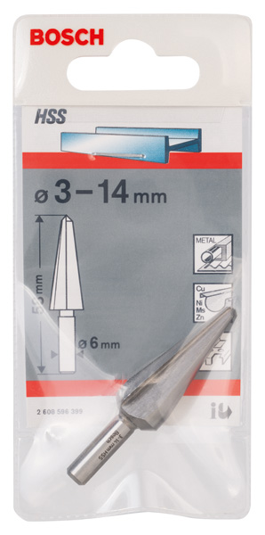 BOSCH Blechschälbohrer HSS, zylindrisch, 3 - 14 mm, 58 mm, 6 mm BOSCH Blechschälbohrer HSS, zylindrisch, 3 - 14 mm, 58 mm, 6 mm