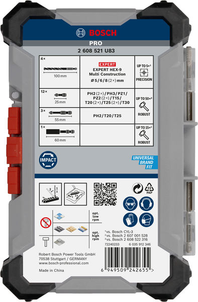 BOSCH PRO Impact Schrauberbits und Multi Construction Bohrer Set, 20-tlg.