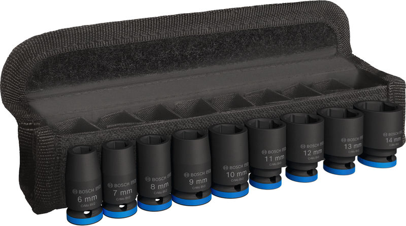 BOSCH PRO Impact Steckschlüsselsatz Set, 1/4", Standard, 9-tlg.