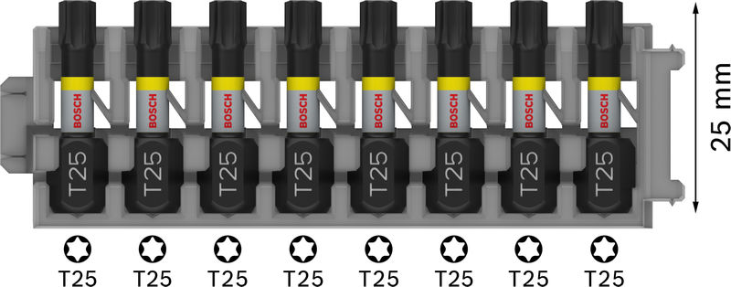 BOSCH PRO Torx Impact Bit, T25, 25 mm, 8-tlg.