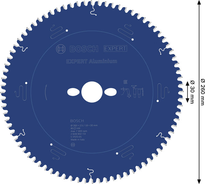 BOSCH EXPERT Aluminium Kreissägeblatt, 260x30 mm, Z80 BOSCH EXPERT Aluminium Kreissägeblatt, 260x30 mm, Z80