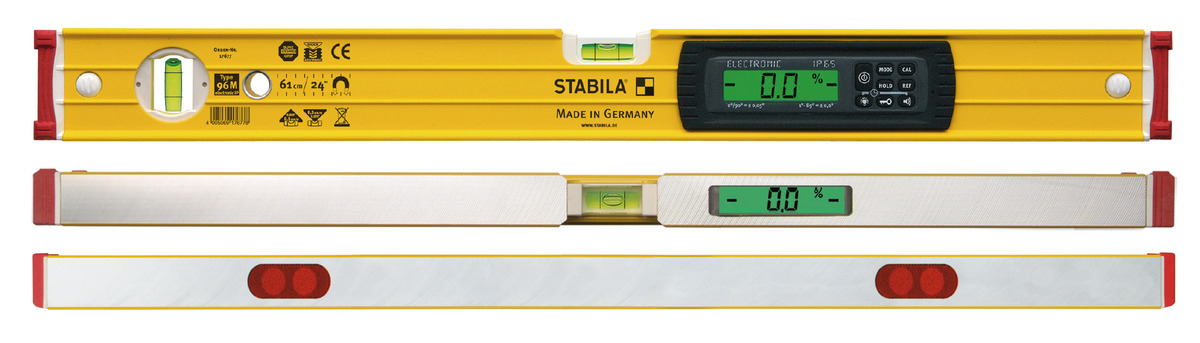 STABILA Elektronische Magnet-Wasserwaage TECH 196 M, 61 cm, 2 Digital-Displays, Messbereich: 0° – 360° (4 x 90°), Anzeige-Modi: °, %, mm/m, in/ft, Schutzklasse IP 65, Seltenerd-Magnetsystem, Tasche STABILA Elektronische Magnet-Wasserwaage TECH 196 M, 61 cm, 2 Digital-Displays, Messbereich: 0° – 360° (4 x 90°), Anzeige-Modi: °, %, mm/m, in/ft, Schutzklasse IP 65, Seltenerd-Magnetsystem, Tasche