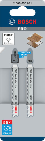 BOSCH PRO Laminate clean T101BIF Stichsägeblatt, 83 mm, 2-tlg.