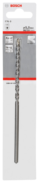 BOSCH Betonbohrer CYL-3, 5,5 x 90 x 150 mm, d 4,5 mm, 1er-Pack BOSCH Betonbohrer CYL-3, 5,5 x 90 x 150 mm, d 4,5 mm, 1er-Pack