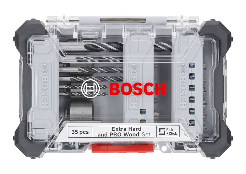 BOSCH Extra Hard Schrauberbit- und PRO Wood Bohrer-Set, Aufsteller, 35-tlg. BOSCH Extra Hard Schrauberbit- und PRO Wood Bohrer-Set, Aufsteller, 35-tlg.