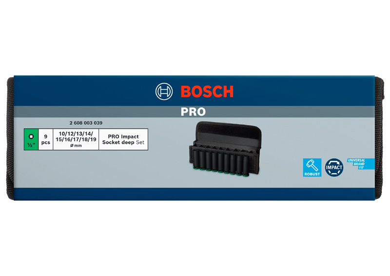 BOSCH PRO Impact Steckschlüsselsatz Set, 1/2", tief, 9-tlg. BOSCH PRO Impact Steckschlüsselsatz Set, 1/2", tief, 9-tlg.