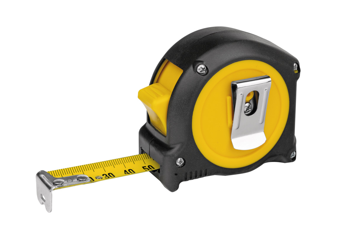 STABILA Taschenbandmaß BM 100, 5 m (16'), Maßband mit cm/inch-Skala, bruchsicheres ABS-Gehäuse, beweglicher Anfangshaken, Gürtel-Clip, MID-Genauigkeit